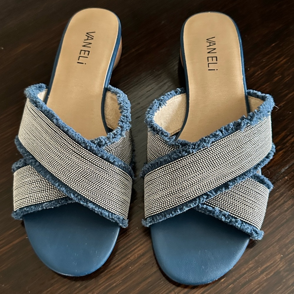 Never worn VANELI blue slides